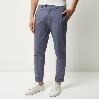 Grey cropped skinny trousers